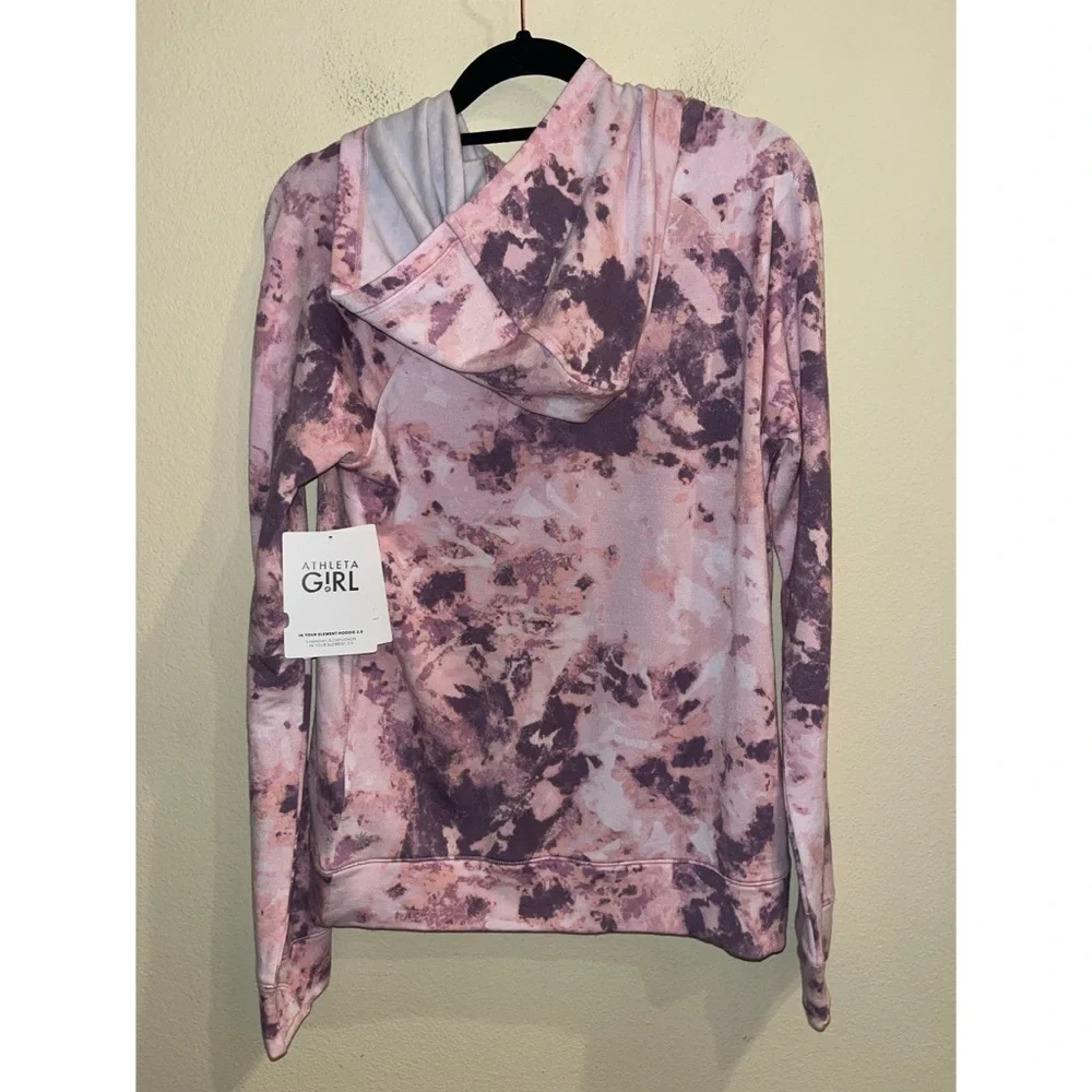 Athleta Girl Tye Die In Your Element‎ Hoodie 2.0 in Moonstone Pink Size 16